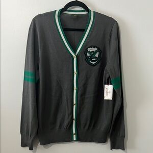 Harry Potter Slytherin NWT Gray and Green Knit Cardigan with Emblem